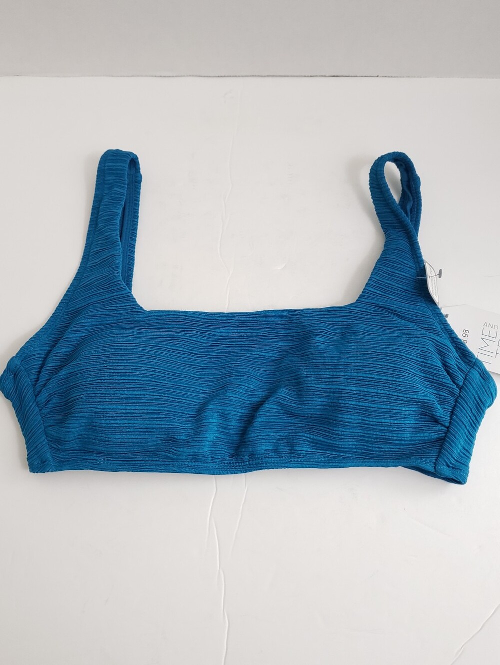 Small NWT Time And Tru Teal Blue Square Neck Bikini Swim Top